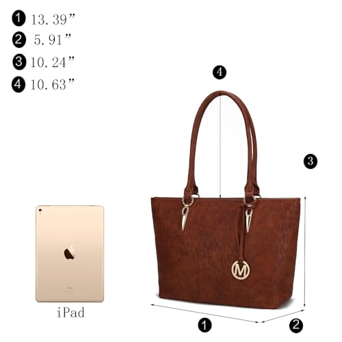 Image of MKF Collection Tote Bag for Women, Shoulder Handbag & Wristlet Pouch Purse Top Handle Vegan Leather 4Pcs Set Pocketbook