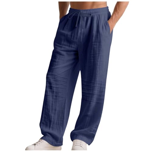 Pleated Straight Leg Basic Long Leg Pants for Mens Summer Fall Linen Loose Fit Pants Man 2025 Y2K