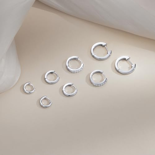 Image of Small Gold Huggie Hoop Earrings Set for Women Men Hypoallergenic 14K Plated Stack Cartilage Earrings, Sterling Silver Multiple Piercing Lightweight Mini Thin Cute Dainty Trendy Jewelry Gifts for Women