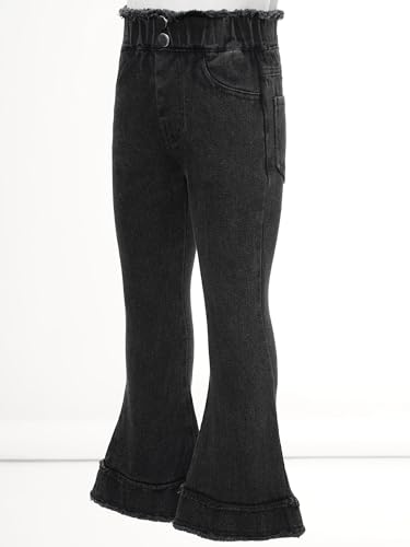 Hularka Kids Girl's Raw Hem Distressed Flare Jeans Stretchy Bell Bottom Denim Trousers Casual Denim Pants4