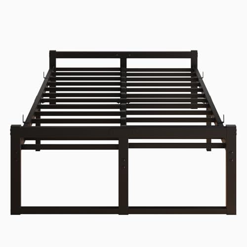 Bett120x200 cm,Bettgestell 120x200 mit Lattenrost aus Metall,Metallbett 120x200 cm mit Stauraum-32cm Hoch,Gästebett Doppelbett KeinBoxspringbett Erforderlich,Schwarz Bettrahmen – Bild 5