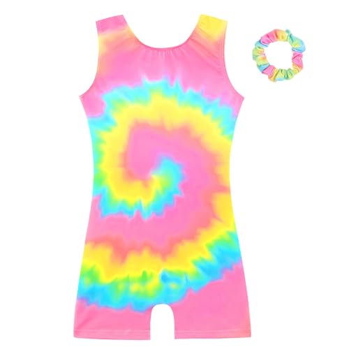 HOZIY Gymnastics Leotards for Girls with Shorts Biketards Dance Tumbling Outfits Matching Scrunchies 1-12 Years Old