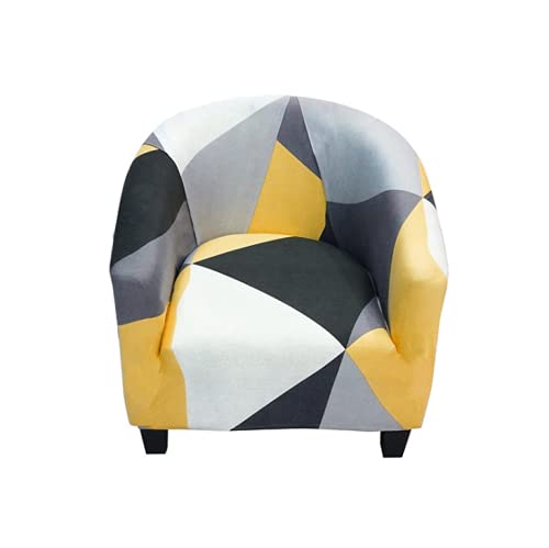 TOPCHANCES Club Sofa Chair Cover,Stretch Spandex Floral 1-Piece Tub Chair Slipcover Armchair Covers Couch Slipcover for Living Room Club Bar Counter (Yellow)