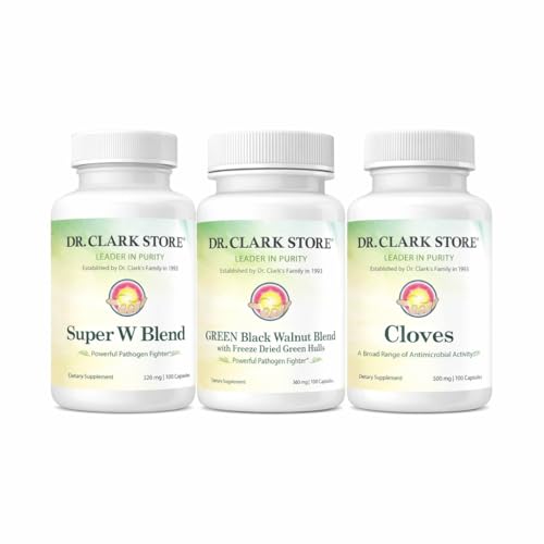 Dr Clark Store Intestine Support & Cleanse Kit - with Freeze-Dried Green Black Walnut Hulls, Wormwood, and Cloves-Helps Maintain Optimum Intestinal Function