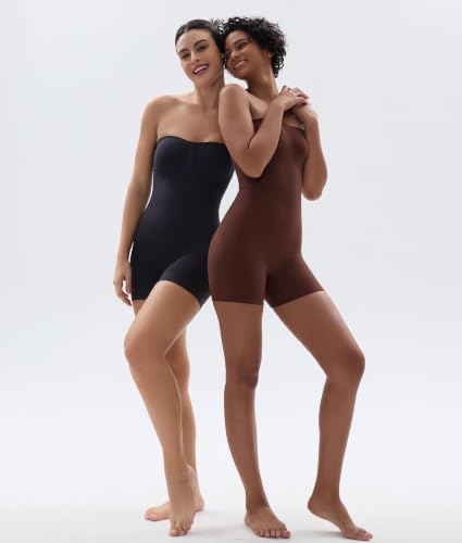 Image of SHAPERX Strapless Shortie Bodysuit for Women Tummy Control Shapewear Seamless Sculpt Body Shaper with Removable Straps