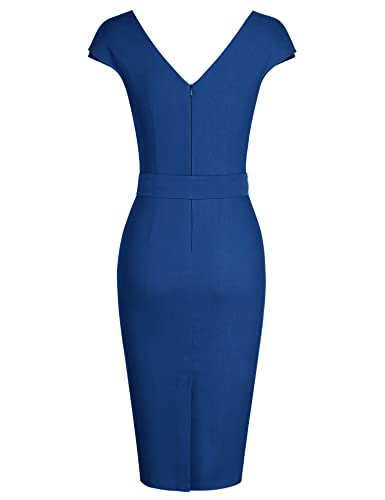 Image of MUXXN Women's Vintage 1950s Style Wrap V Neck Tie Waist Formal Cocktail Dress