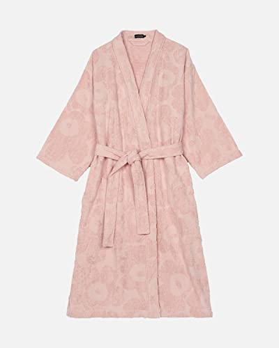 MARIMEKKO Pieni Unikko Terry Cotton Bathrobe (Powder Pink) – Floral Patterned Bathrobe – 46 in x 23 in (S/M)