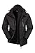 Mountain Warehouse Veste imperméable Bracken Extreme 3 en 1 pour Hommes - Manteau d'hiver Ajustable, Compatible avec Les écouteurs - pour Le Camping en Hiver Noir XL