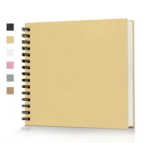 Popotop 8x8 Inch Scrapbook Photo Album 60 Page Decorative Kraft Paper Book for 4x6 Pictures DIY Memory Photo Albums as Gifts for Wedding Baby Christmas School Family