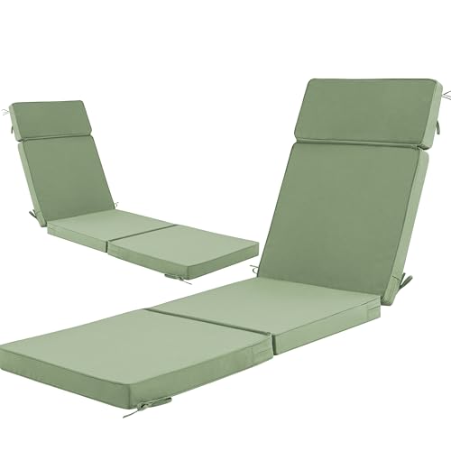 Outdoor Sage Green Chaise Lounge Cushions (Set of 2)