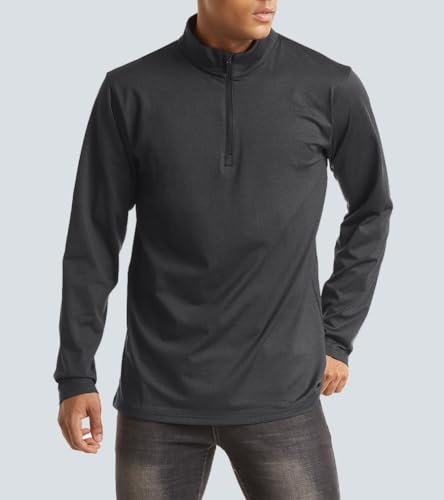 KEFITEVD Men's Quarter Zip Pullover Long Sleeve Sweatshirts 1/4 Zip Fleece Pullovers Lightweight Golf Shirts2