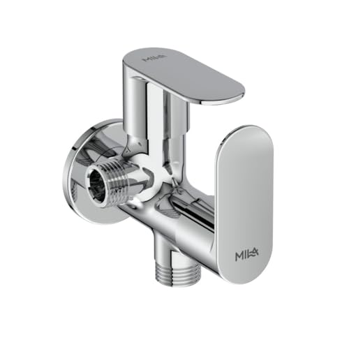 Image of Mila Bijou 2 in 1 Angle Valve with Wall Flange | Mirror Chrome Finish | Quarter Turn Cartridge | inch BSP Male Thread Inlet & Outlet | Durable, Leak-Proof, Multi-Purpose| 10-Year Warranty