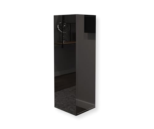 HAJDUK FURNITURE Hochglanz Schwarz Hochschrank B: 35 cm H:105 cm, Moderner Hängeschrank, Push to Open Wohnzimmerschrank - Wohnzimmer Möbel Hängend - Korpus und Fronten in Hochglanz