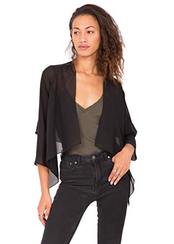 likemary Sheer Chiffon Shrug Bolero Jacket for Evening & Day Dresses (Black US 10)