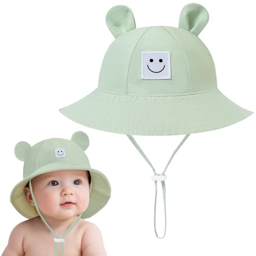 Image of Baby Toddler Bucket Hats Infants Sun Protection Hats for Kids Girls Summer Cap Wide Brim Beach Hats