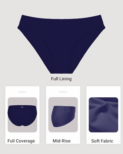 Image of Daci Women's Mid-Rise Full-Coverage Bikini Bottom | Mid-rise bikini bottom with full rear coverage in 82% nylon and 18% spandex for comfortable swimming and beachwear