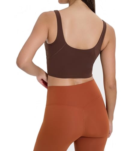 Image of Lemedy Women Sports Bra Longline Crop Tank Top Padded Workout Running Yoga