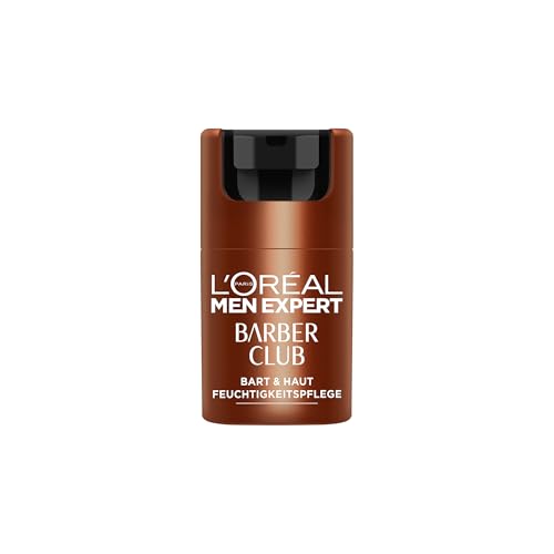 L'Oréal Men Expert Bart & Haut Feuchtigkeitspflege für Männer, Feuchtigkeitscreme für den 3-Tage-Bart, Gesichtscreme für Herren mit holzigem Duft und ätherischem Zedernholzöl, Barber Club, 1 x 50 ml
