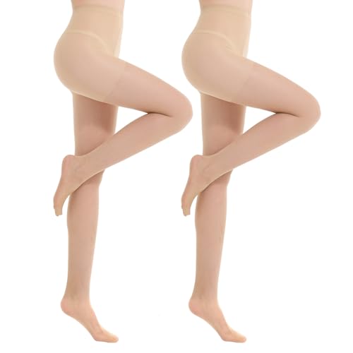 MEME&WEWE 2 Pairs Tights for Women, Sheer Stockings for Women Pantyhose,20D High Waist No Rip Control Top Tight Pantyhose