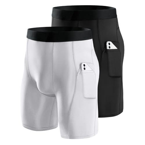 コンプレッションショート メンズ ポケット付き スポーツタイツ ショート ランニング アンダーパンツ トレーニング 陸上 バスケ インナーパンツ [吸汗 速乾 通気 加圧]