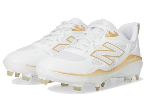 Zapatos de sóftbol para mujer New Balance Fresh Foam Velo V4 blanco oro tenis moldeados 41.5