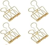 4 Stück goldfarbene 51 mm hohle Drahtbinder-Clips mit langem Schwanz, große Ordner- und Büroklammern, klein in der Größe und leicht, Clips, Klemmen, Büroprodukte, Klebeband, Klebstoffe und