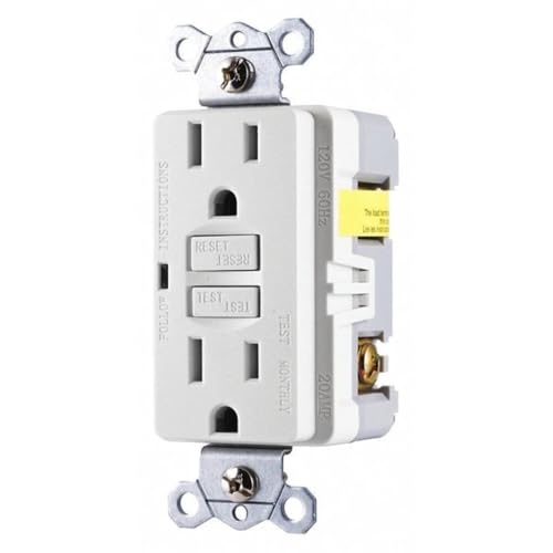 GE GFCI Outlet, 15A, White, In-Wall, UL943, NEC Compliant, Self Test for Optimum Safety, 32073