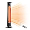 EAST OAK 1500W Electric Patio Heater, Portable Outdoor Indoor Electric Heater with IP65 Tip-over Protection Waterproof, 3 Heat Settings & 24 Hours Timing Tower Infrared Heater for Deck Use