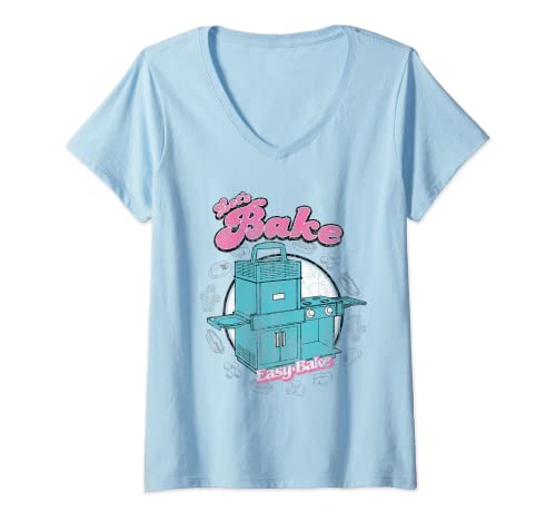 Womens Easy Bake Oven Let's Bake Retro Oven V-Neck T-Shirt