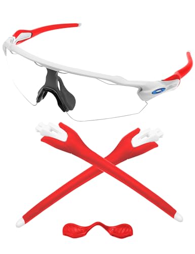 Image of Eye Opening Stuff Replacement White Temples Arms For Oakley Radar EV OO9275 Sunglasses - Red