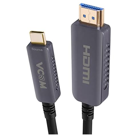 VCOM USB-C to HDMI Fiber Optic Cable for Home Theatre, Support 18Gbps 4K@60Hz HDR Thunderbolt 3/4, Slim Flexible Cord Compatible with MacBook Pro/Air, Surface Book, iPad Pro, Samsung Galaxy S9 (66ft) Cover