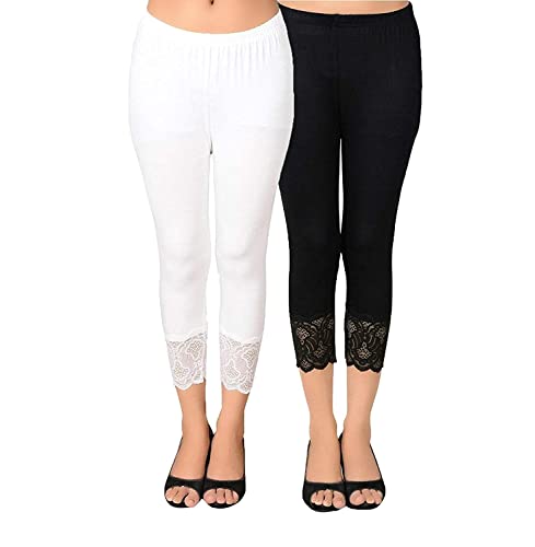 Stunning Collection 3/4 TH Cotton Women’s and Girl’s Lace Capri |Combo of 2 | Size- S,M,L,XL,XXL |
