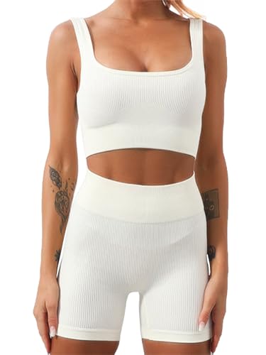 SHEKINI - SHEKINI Survetement Femmes Sportswear Ensemble de Vêtements de Yoga Soutien Gorge de Sport Brassiere sans Armature Rembourré Amovible +Leggings 2PCS Survêtement Gym Fitness Activewear