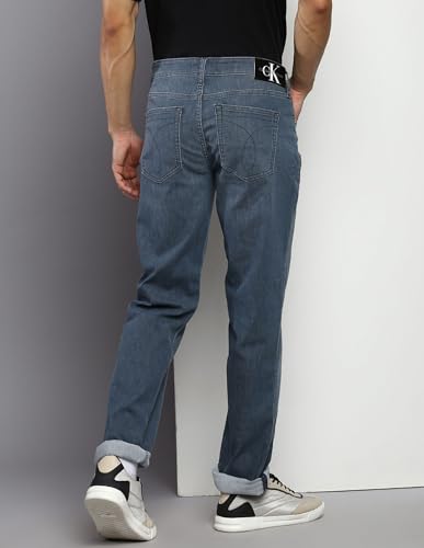 Image of Calvin Klein Dark Tone Polyester Cotton Skinny Fit Men's Jeans