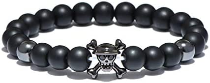 MOONNIGHT STOREAnime One Piece Strand Bead Bracelet Cool Skull Natural Stone Beads Bracelets & Bangles For Men Women Hand Jewelry Bileklik