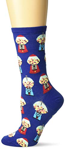 Hot Sox Women's Food and Booze Novelty Casual Crew Socks, Gumballwb-Cr-RNUM-Wgbrnum Machines (Dark Blue), Shoe Size: 4-10