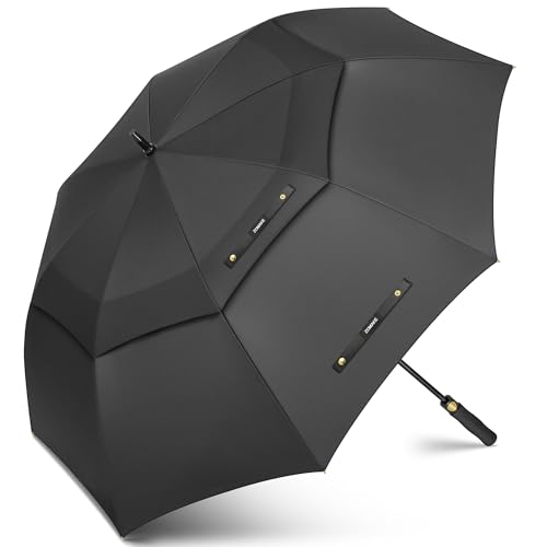 ZOMAKE Guarda-chuva de golfe grande para chuva resistente, guarda-chuvas de golfe grandes à prova de vento, guarda-chuva extragrande de 137 cm (preto carvão)