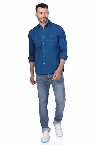 Image of Men's Cotton Twill Utility Shirt | Full Sleeve Button-Down Casual Shirt | Dual Chest Pockets | Comfortable Regular Fit | Everyday Wear