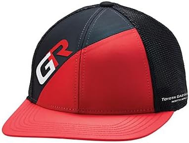 Toyota GR Snapback Baseball Cap, Red and Black, 6-Panel Structured Cotton Twill, Flat Bill