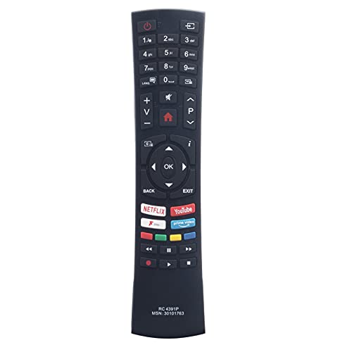 VINABTY RC4391P RC-4391P Replacement Remote Controls Applicable For Bush Vestel Nordmende Smart TV Compatible Models DLED32FHDS DLED49FHDS DLED55UHDHDRS DLED65UHDHDRS DLED32HDS DLED43UHDHDRS