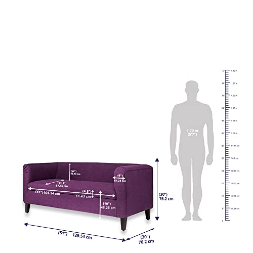 Image of Wakefit Sofa Set | 3 Year Warranty | Sofa 4 Seater, 4 Seater Sofa for Living Room, Wooden Sofa Set, Sofa Set 2+1+1 Seater - Miami(Tahoe : Grape Purple)