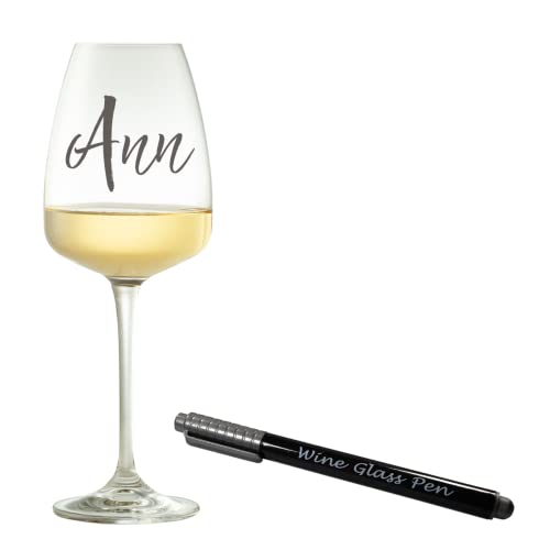 Marqueur pour verres à vin or/argent métallisé acrylique pour peindre des pierres, bois, verre, céramique, toile, tissu, dîner, fête, anniversaire, Noël, M, Plastique, Cristal