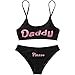 AWIBMK Woman Come Here Daddy Bra Panty Lingerie Set Teen Girl Two Piece Bikini Swimsuit Black M