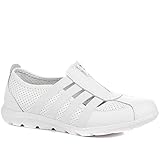 Pavers Women's Breathable Mesh Fashion Trainers in White - Zip Fastening and Stretchy Strap - Perfect for Light Activities and Walking - UK 6 / EU 39