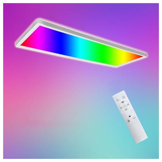 ONDTA LED Deckenleuchte Dimmbar LED Panel 58x20cm, 22W RGB Neutralweiß 4000K Deckenlampe mit Fernbedienung, IP44 Küchenlampe Badezimmer Lampe für Spielzimmer, Kinderzimmer, Schlafzimmer, Rechteckig