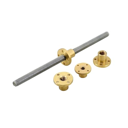 Metal Ball Screw nut Trapezoidal Rod T10 Lead Screw 10mm Diameter Pitch 2mm Lead 2mm with Brass Nut Length 100mm-1000mm(700mm)