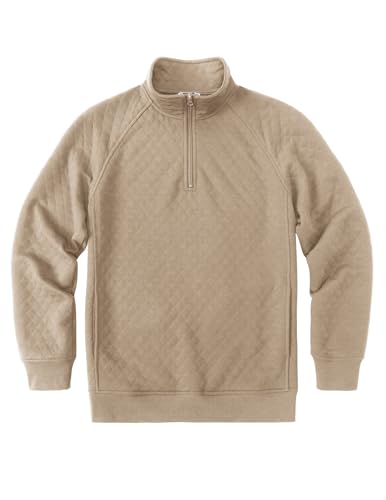 COOFANDY Mens Quarter Zip Pullover Quilted Sweatshirt Knit Long Sleeve Sweater Half Zip Polo Sweatshirts with Pocket2