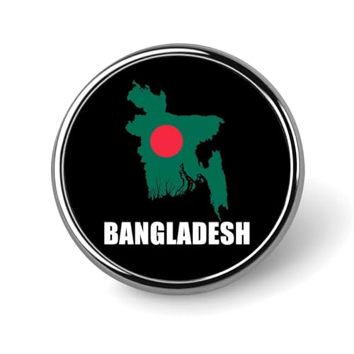 Broche ronde en émail avec drapeau et carte du Bangladesh, à porter comme bijou ou accessoire pour sac à dos ou chapeau.