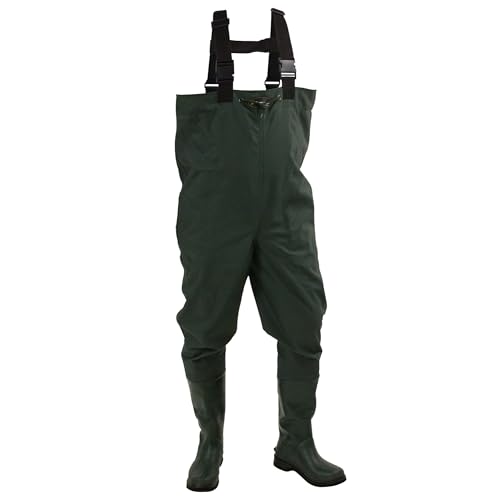 FROGG TOGGS mens Cascades 2-ply Poly/Rubber Bootfoot Chest Wader, Cleated Or Felt Outsole Waders, Forest Green, 12 US