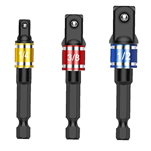 Juego de extensión del zócalo del adaptador de Impacto 1/4" 3/8" 1/2" Activa Potencia perforar en alta velocidad Tuerca 3PCS del controlador Cover